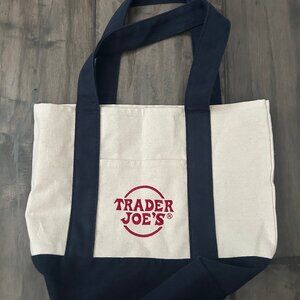 Trader Joe's mini tote bag, navy blue
